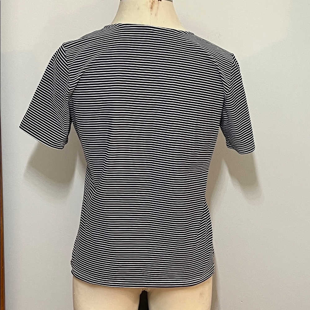 Christopher & Banks Navy Blue and White Striped Tee Short Sleeve Cotton/Spandex - Picture 5 of 6